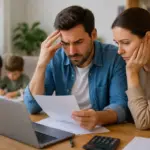 Genitori preoccupati davanti a documenti
